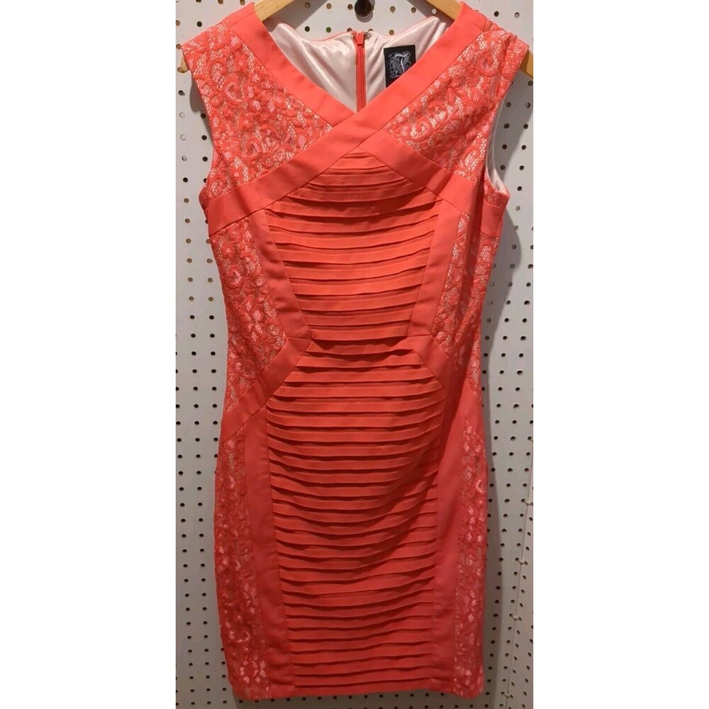 Jax Sleeveless Dress Size 6 Floral Lace Orange